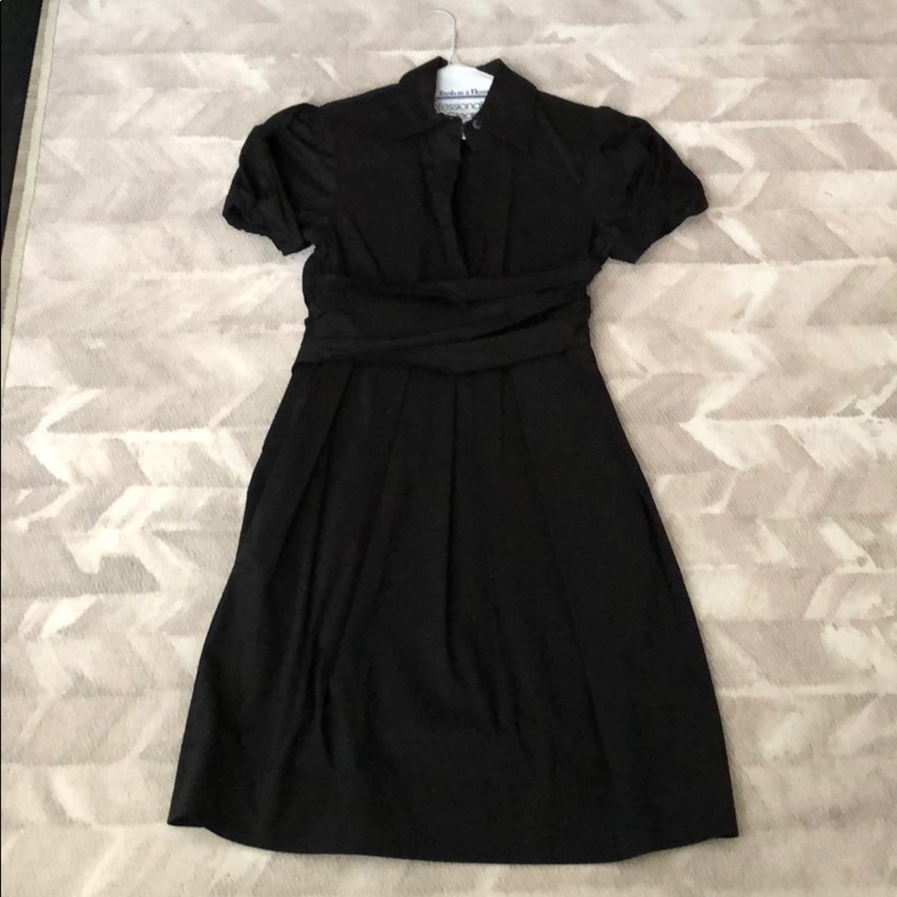 BCBGMaxAzria Belted Collared Shirtdress Black Size 2